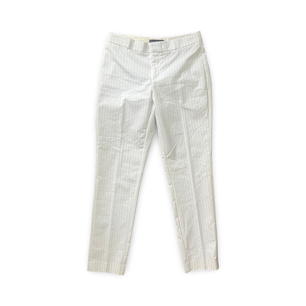 Banana Republic Ryan Pants White Blue Pinstriped Flat Front Stretch Size 4
